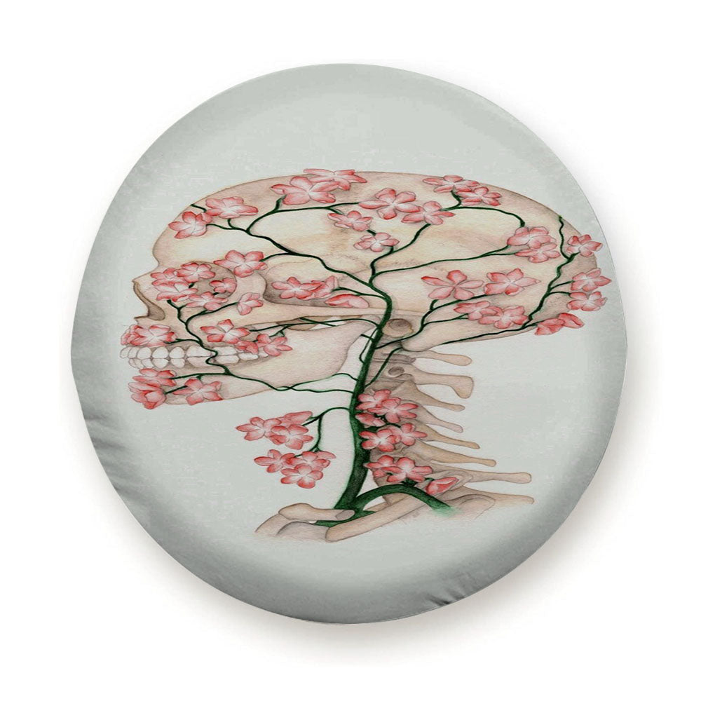 Flower Skull Tire Cover