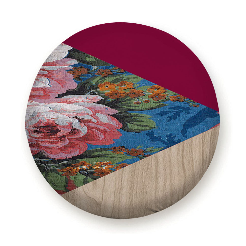 Geometric Floral Print X Red Wood Tire Cover