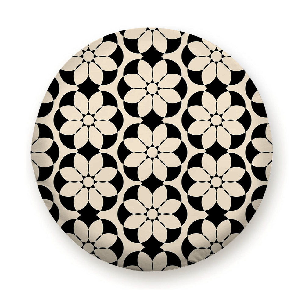 Geometric Ornamental Flowers Tire Cover