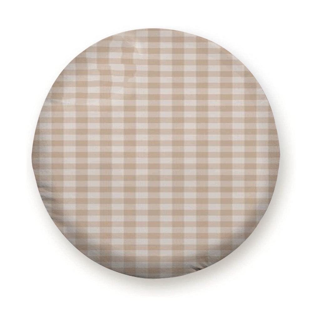 Gingham Plaid Pattern - Warm Neutral Tan Tire Cover