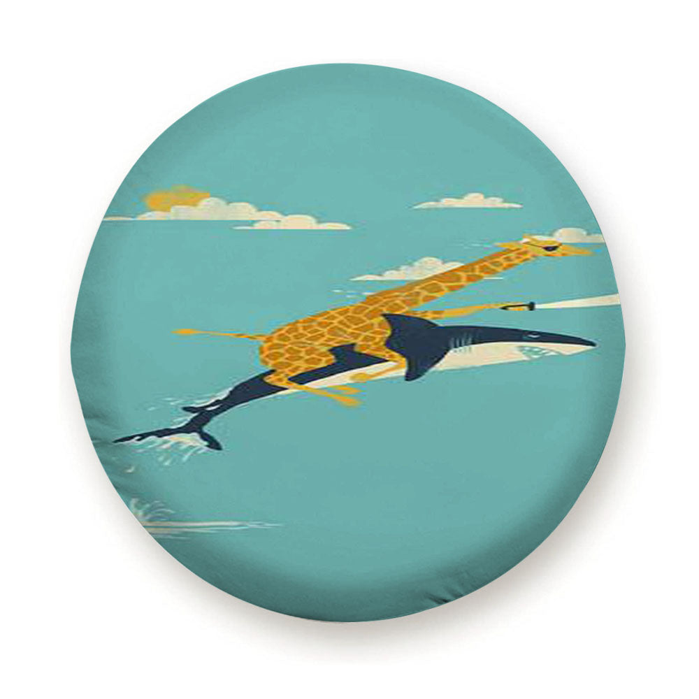 Giraffe Riding Shark Tire Cover