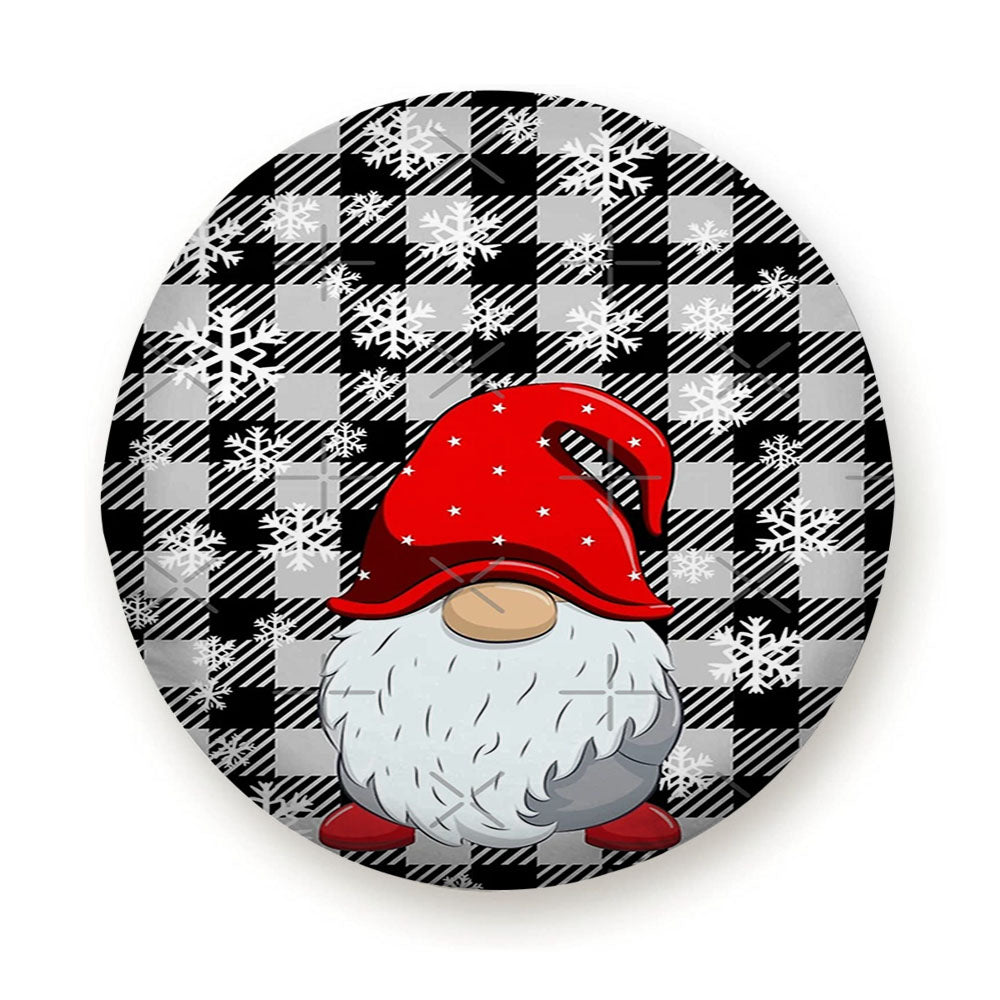 Gnomes Gray Buffalo Plaid Christmas Snowflakes Tire Cover