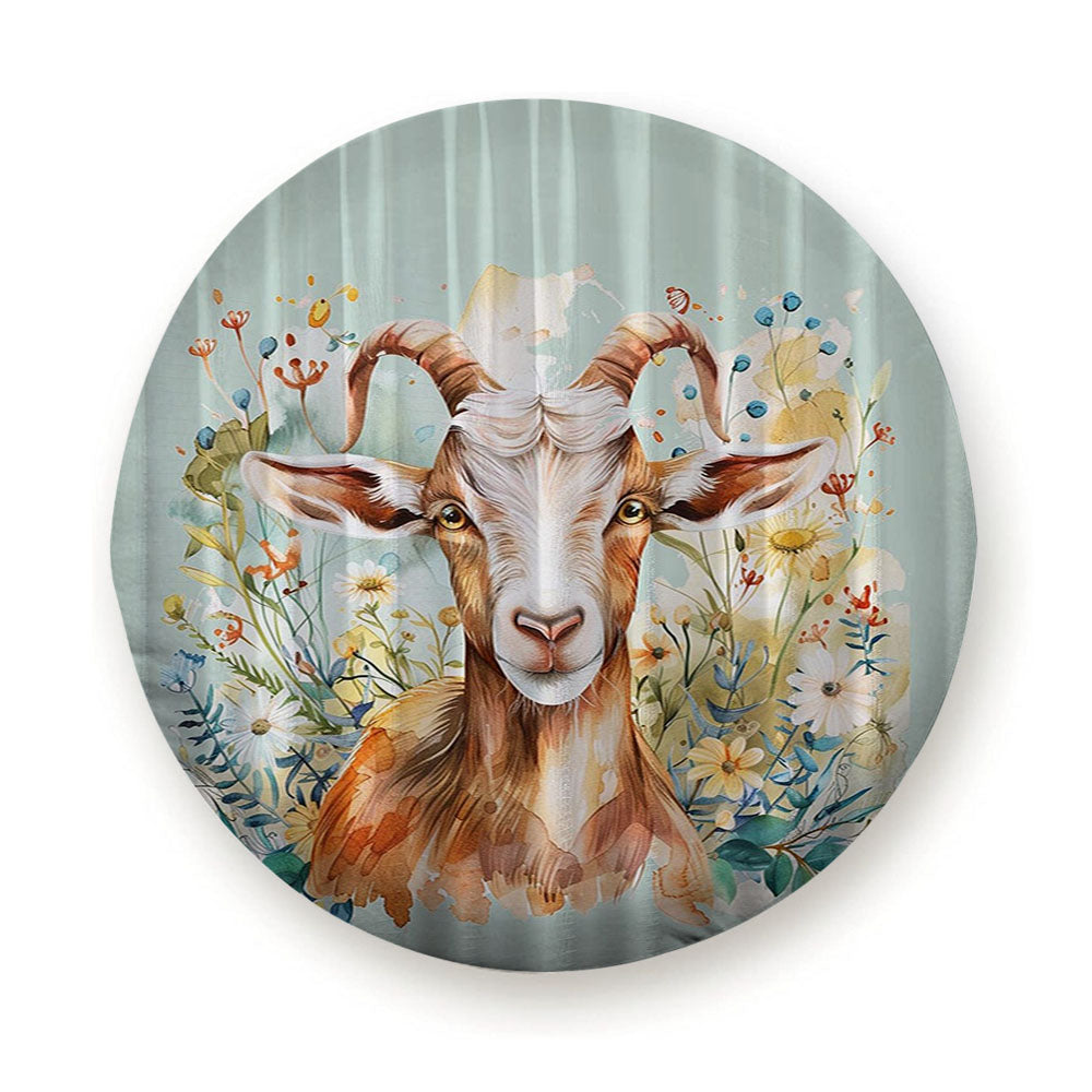 Goat In Wildflowers Tire Cover