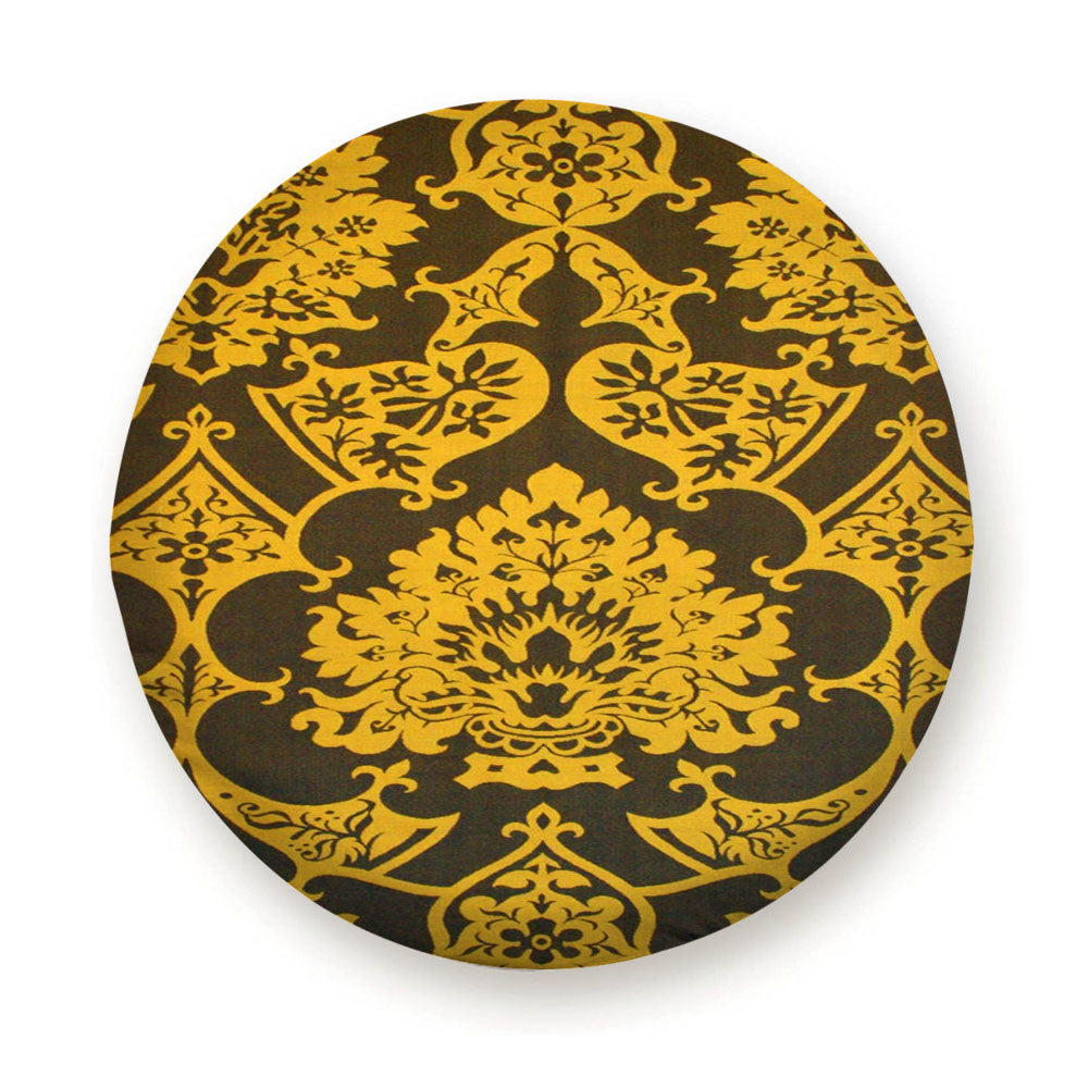Gothic Black Gold Damask Pattern Tire Cover