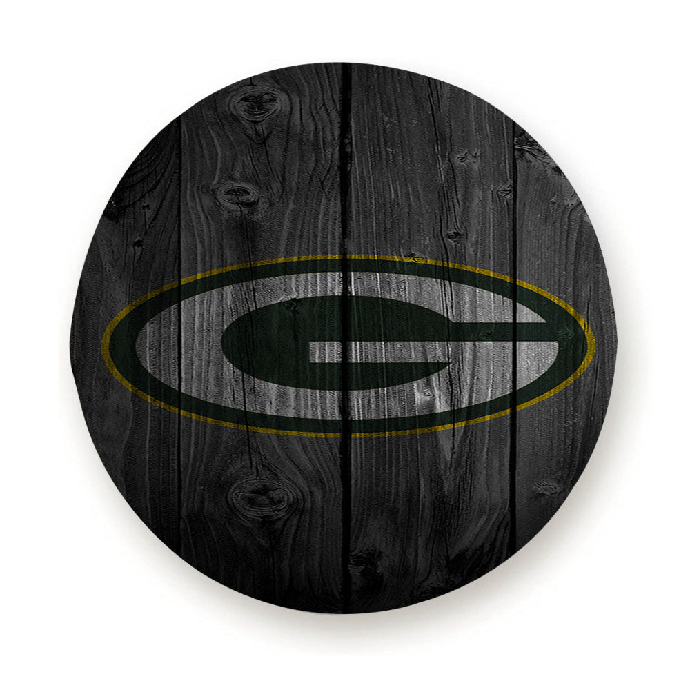 Green Bay Packers Nfl Logo Dark Wood Wallpaper Tire Cover