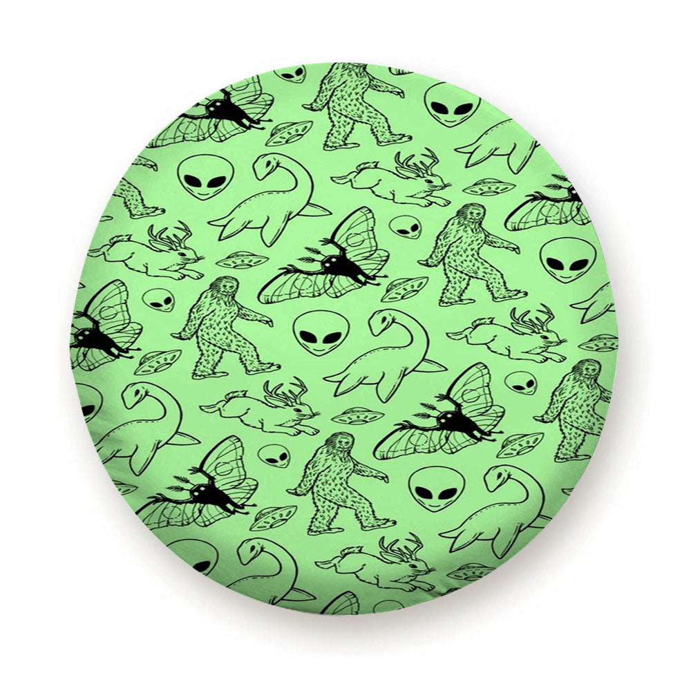 Green Cryptid Alien Creatures Pattern Tire Cover