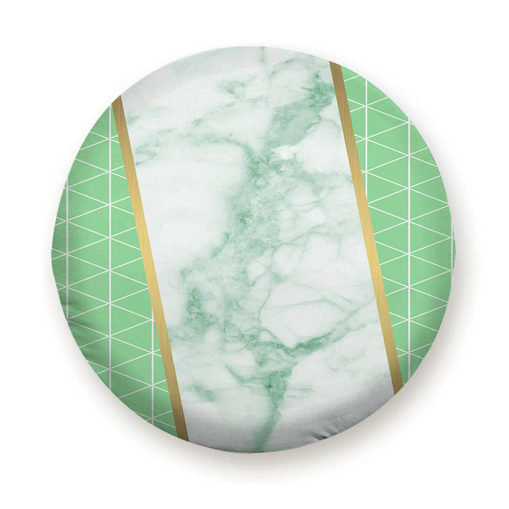 Green White Marble Geometric Triangle And Gold Line Pattern Wallpaper Tire Cover