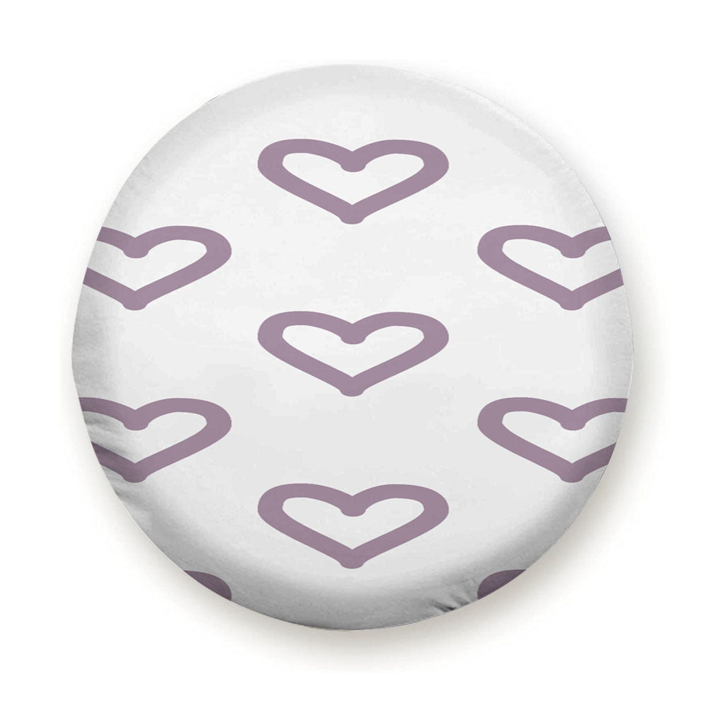 Grey Purple Color Love Heart Pattern Tire Cover