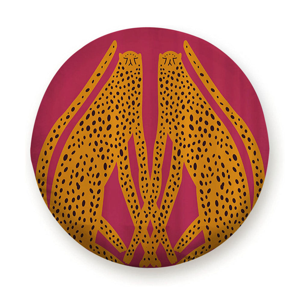 Hand Drawn Cute Leopards Hot Pink Tire Cover