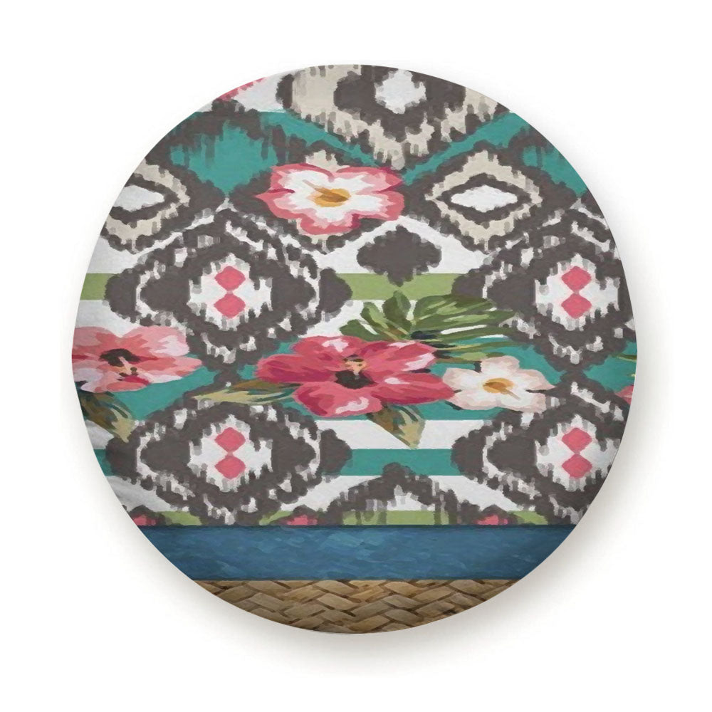 Hand Painted Tribal Flowers Tire Cover