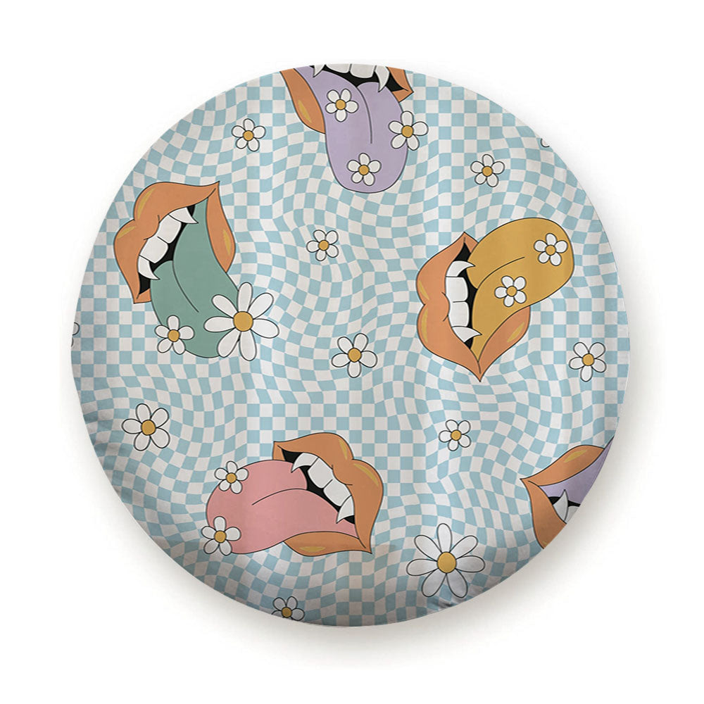 Handdrawn Floral Vampy Lip Art Tire Cover