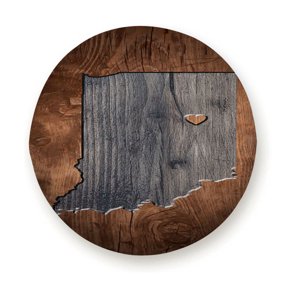 Indiana States Map Two Tone Wood Texture Tire Cover