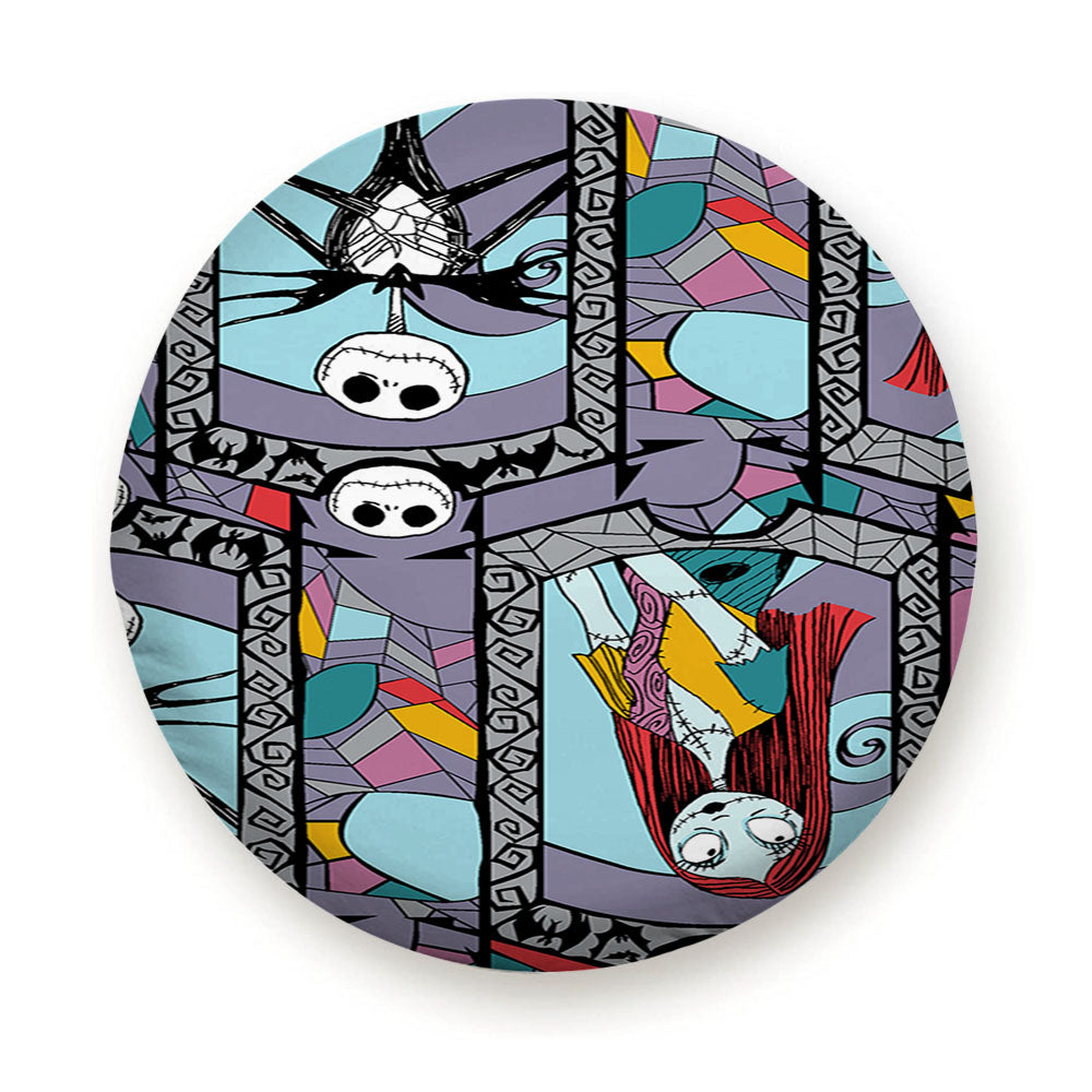 Jack And Sally Stained Glass Mosaic Art Tire Cover