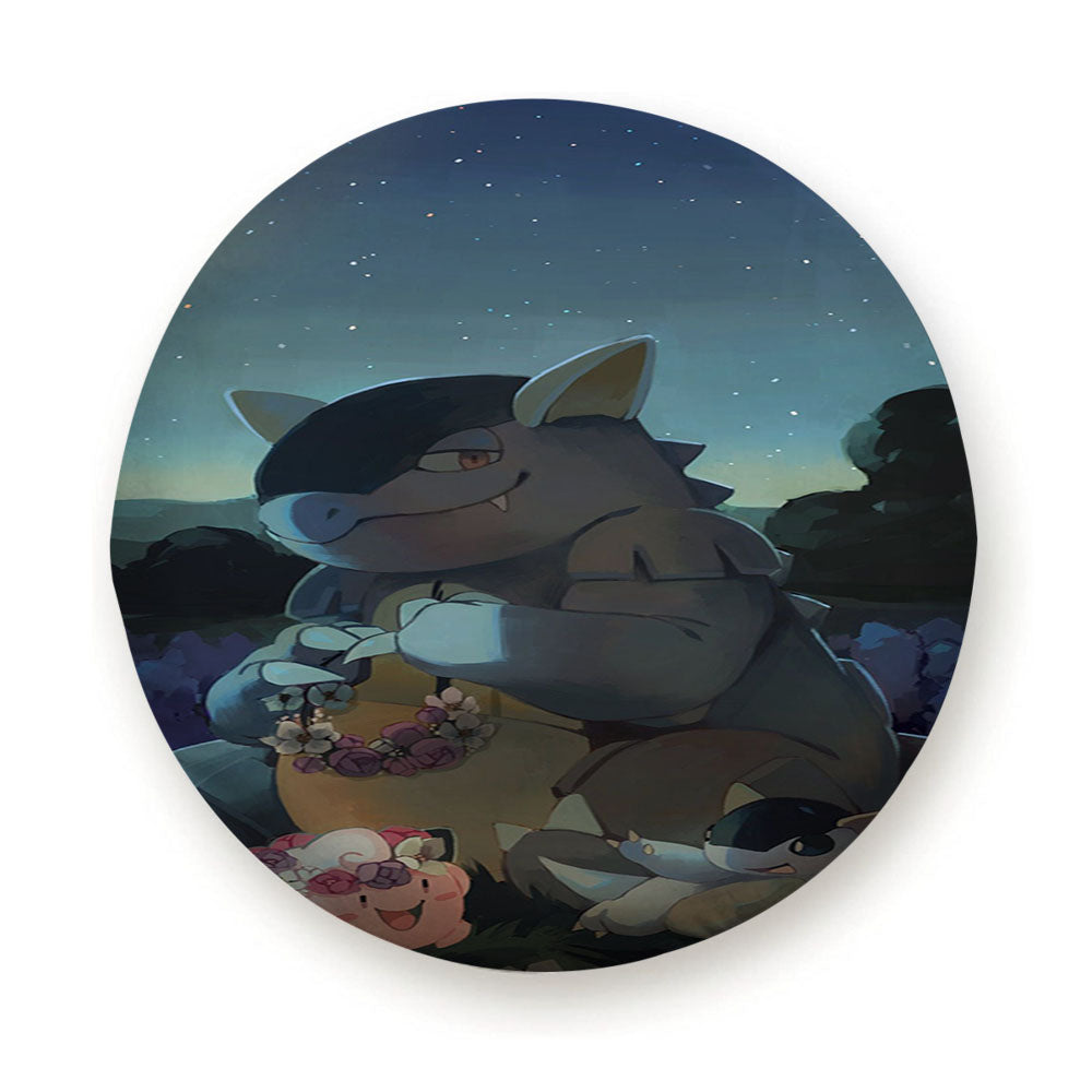 Kangaskhan And Cleffa Pokemon Art Tire Cover