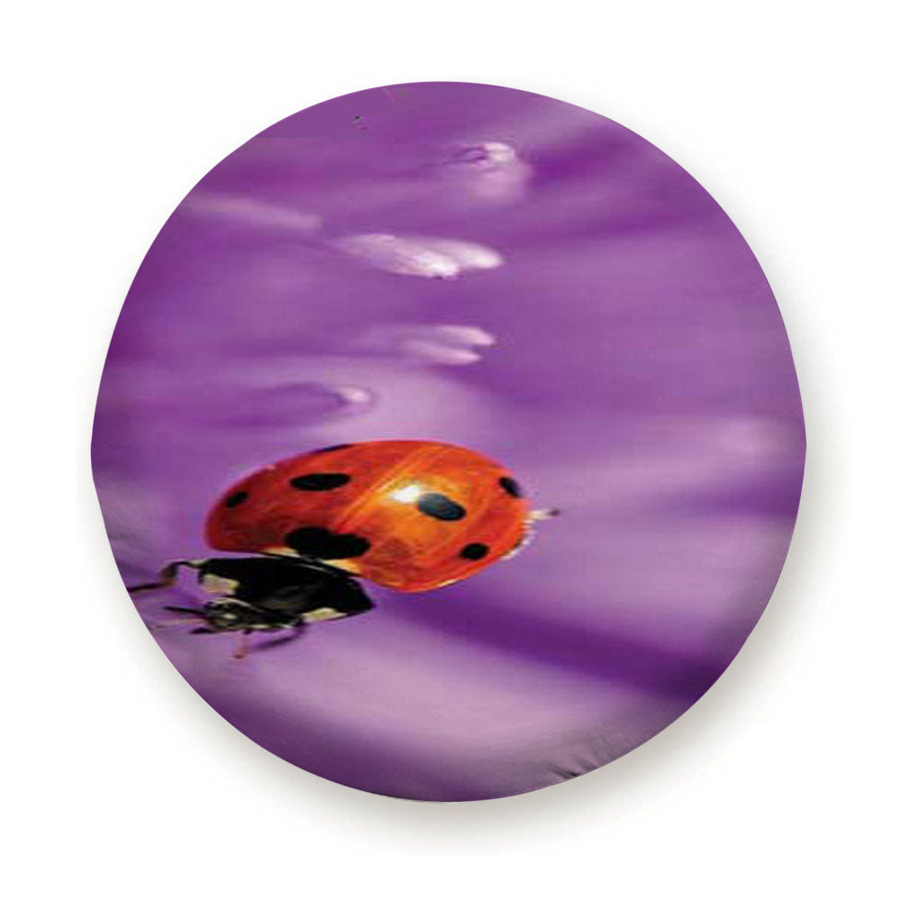 Lady Bug Purple Flower Closeup Tire Cover