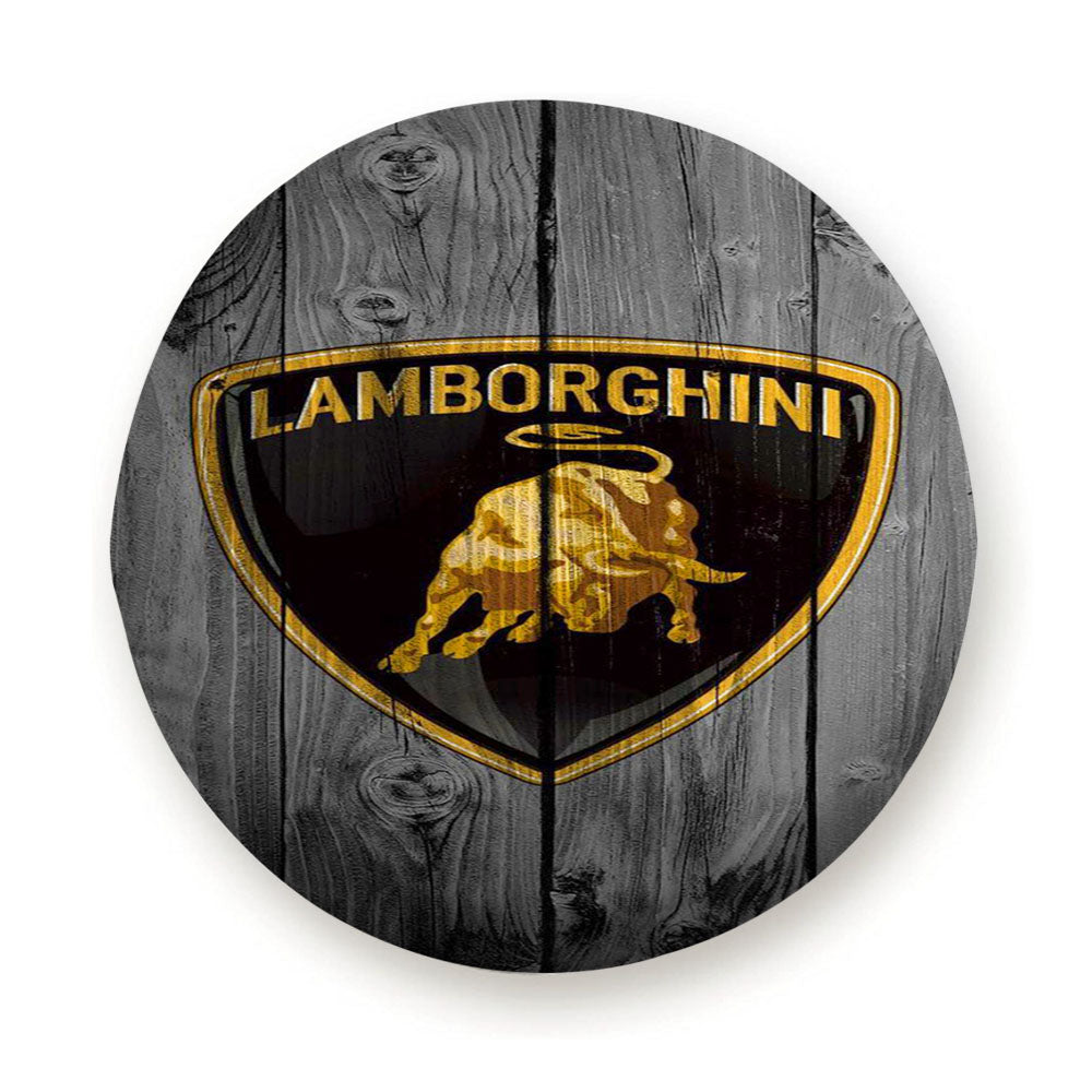 Lamborghini Black Wood Logo Tire Cover