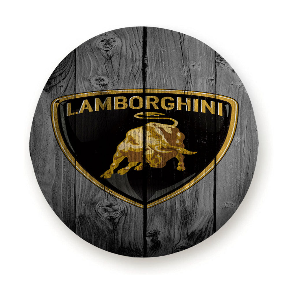 Lamborghini Bull Luxury Car Logo Dark Wood Tire Cover