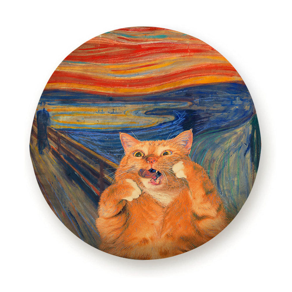 Lovely Fat Orange Cat Van Gogh Paint Edvard Munch Tire Cover