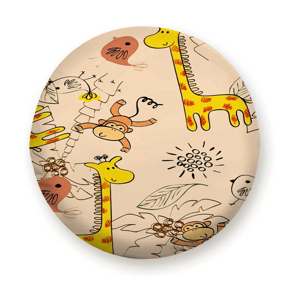 Lovely Giraffe And Monkey Pattern Tire Cover