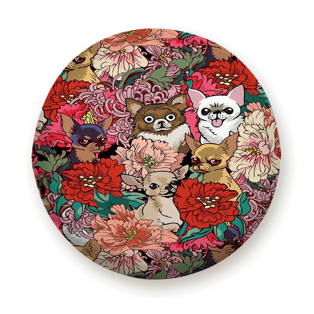 Many Chihuahua Over Flowers Tire Cover