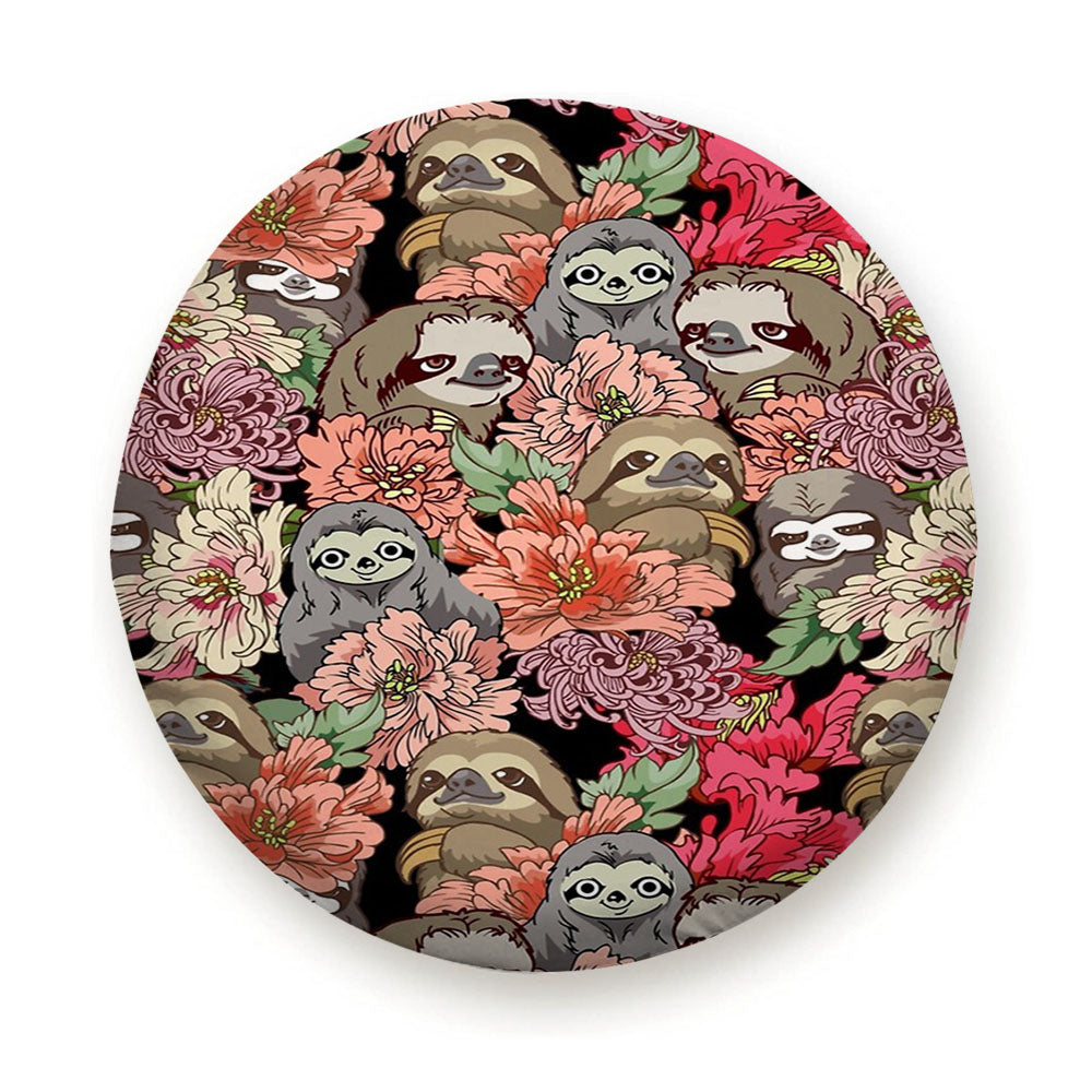 Many Sloths Over Flowers Tire Cover