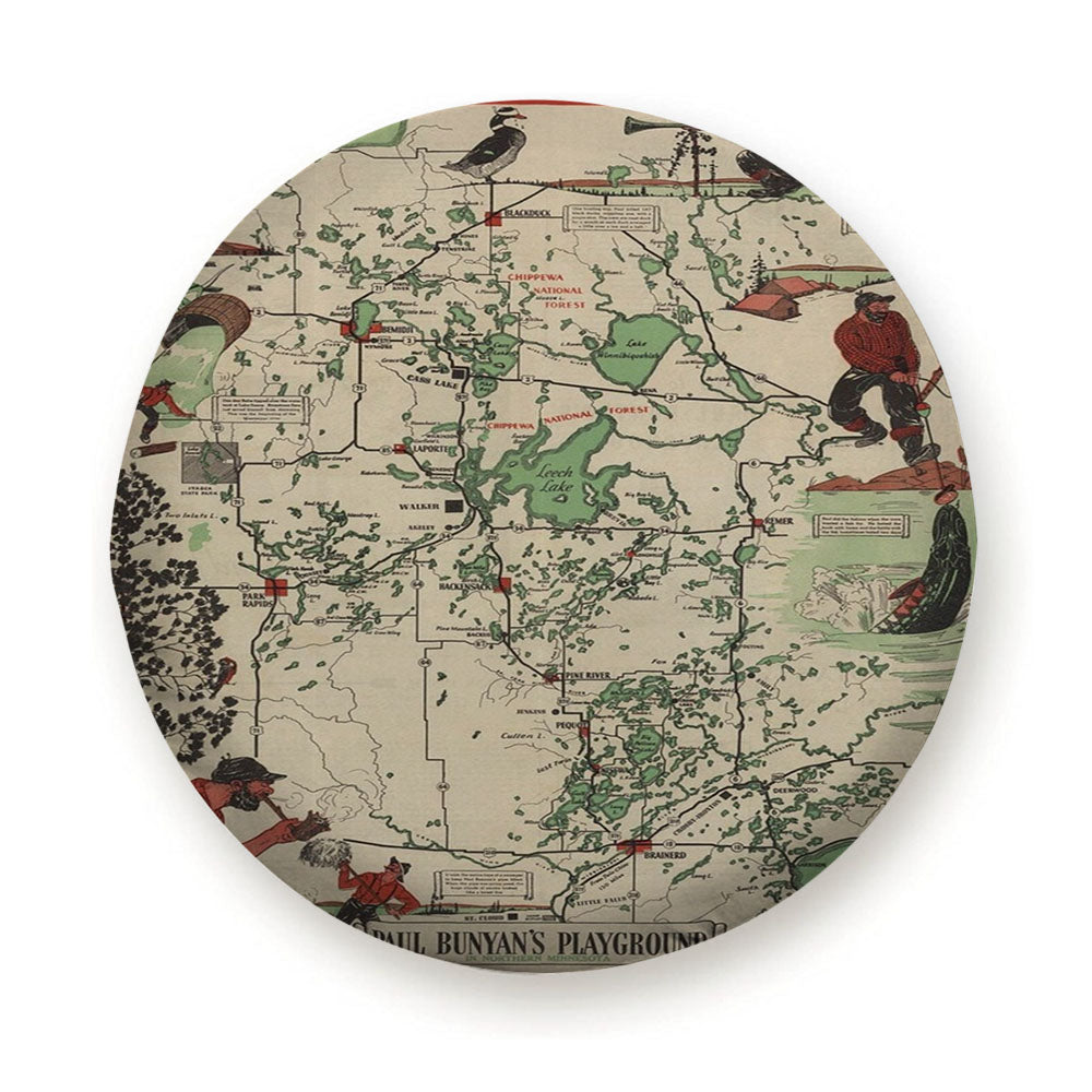 Map Of Minnesota From 1936 Tire Cover