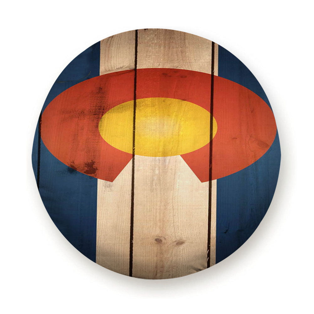 Wood Colorado State Flag Tire Cover