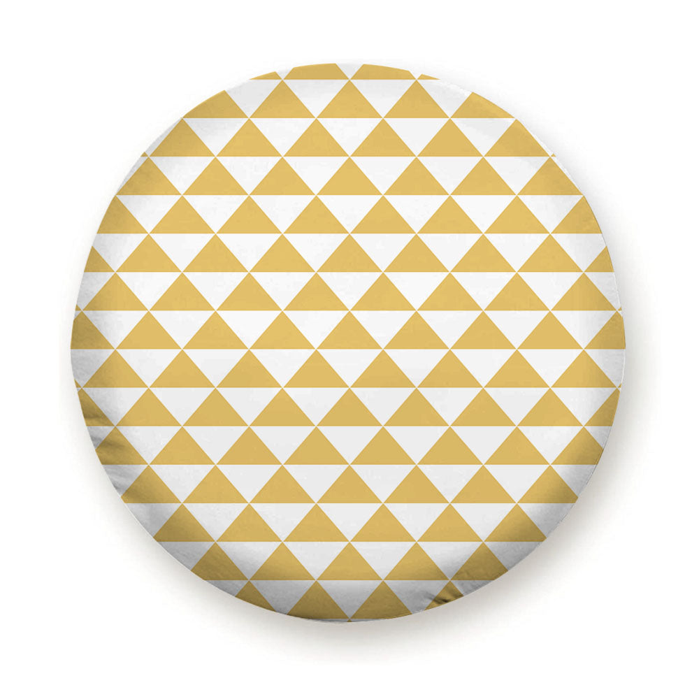 Yellow And White Triangle Shape Pattern Geometric Tire Cover