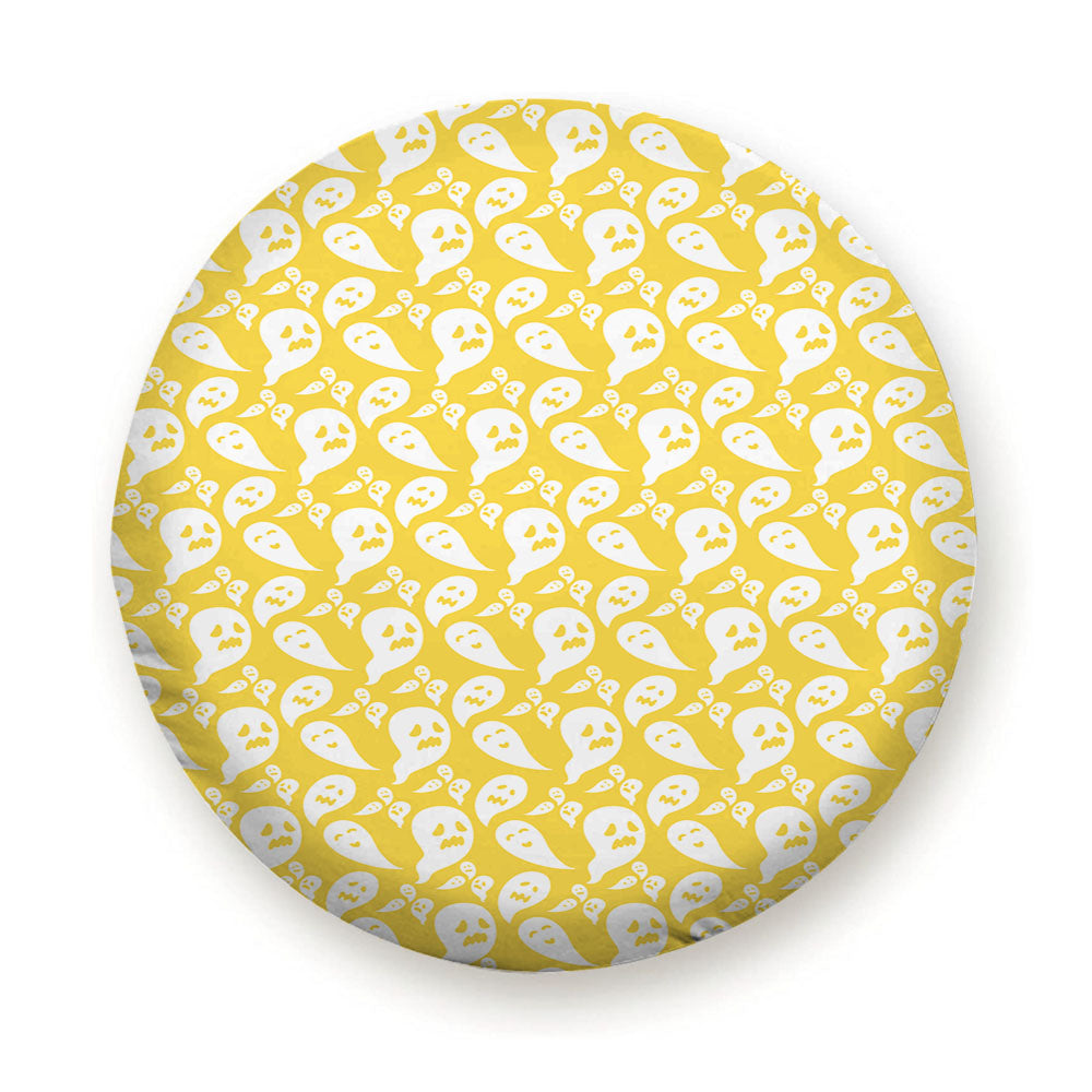 Yellow Ghosts Pattern Halloween Tire Cover