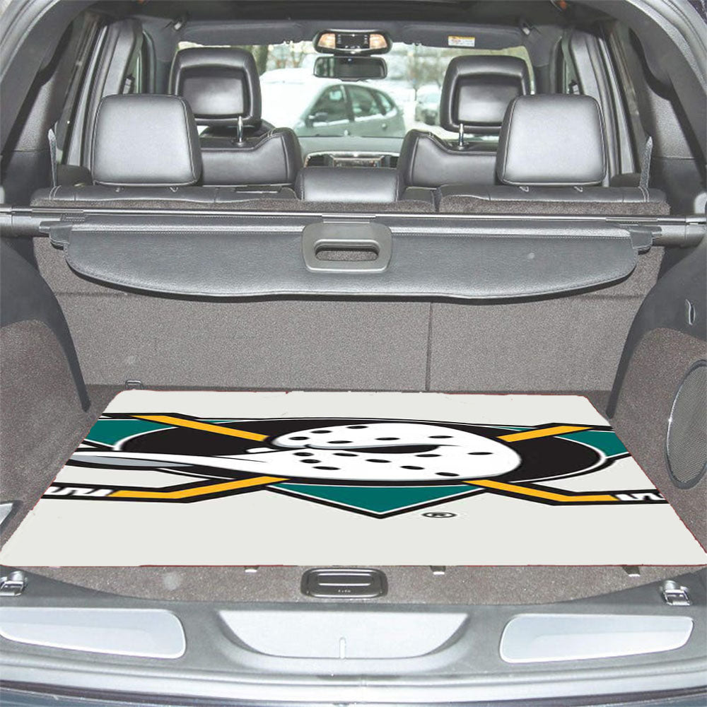 Anaheim Ducks Logo On White Car Trunk Mat Non Slip