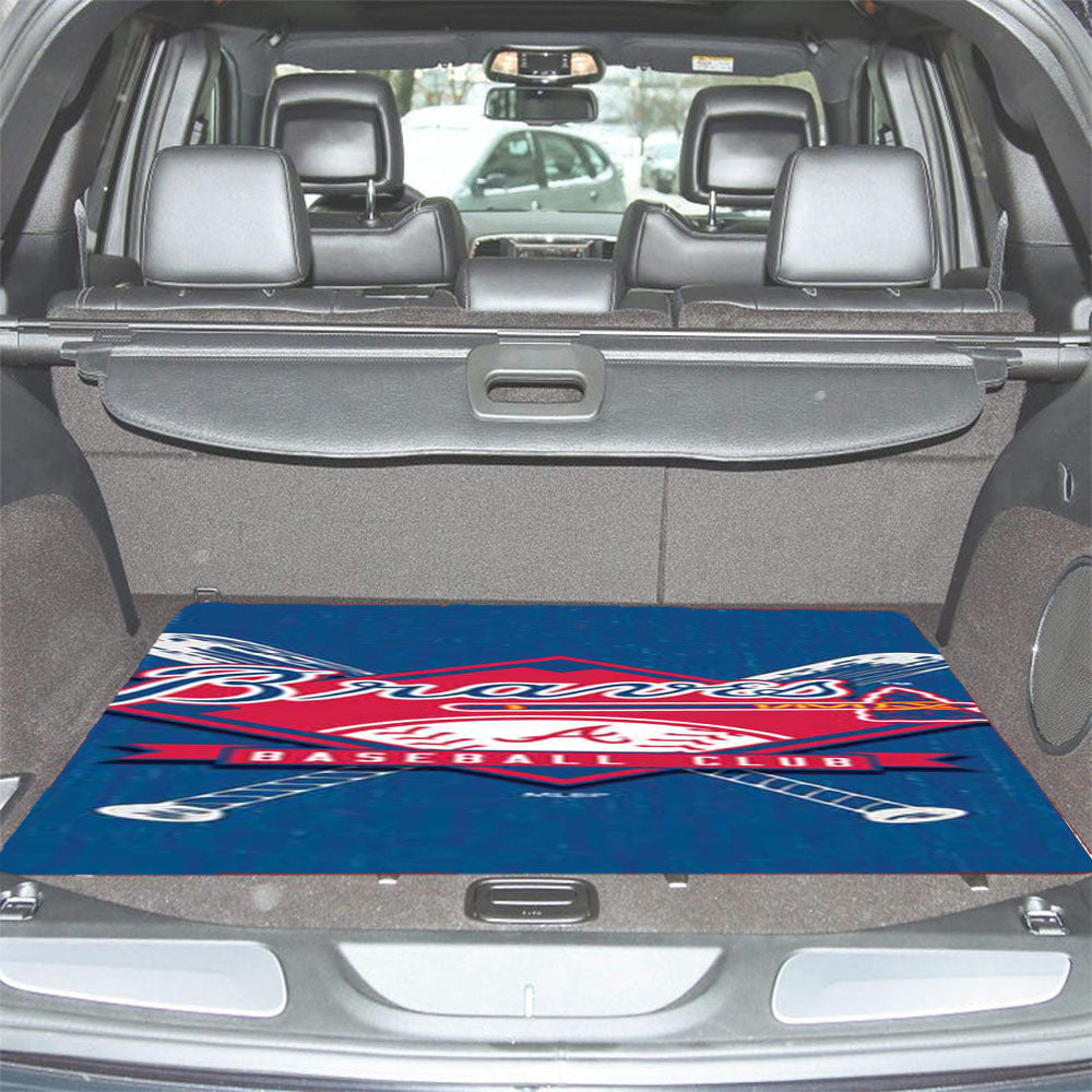 Atlanta Braves Logo On Wood Car Trunk Mat Non Slip