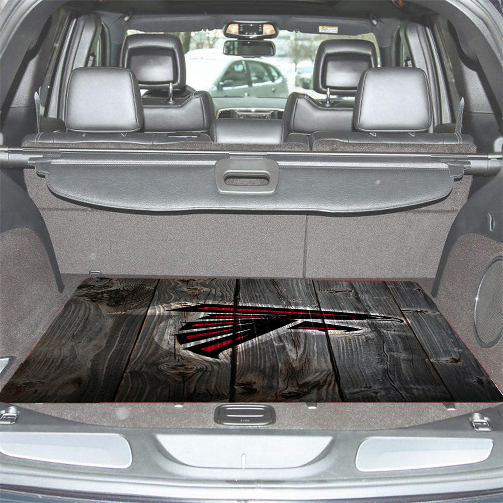 Atlanta Falcons Nfl Logo Dark Wood Wallpaper Car Trunk Mat Non Slip