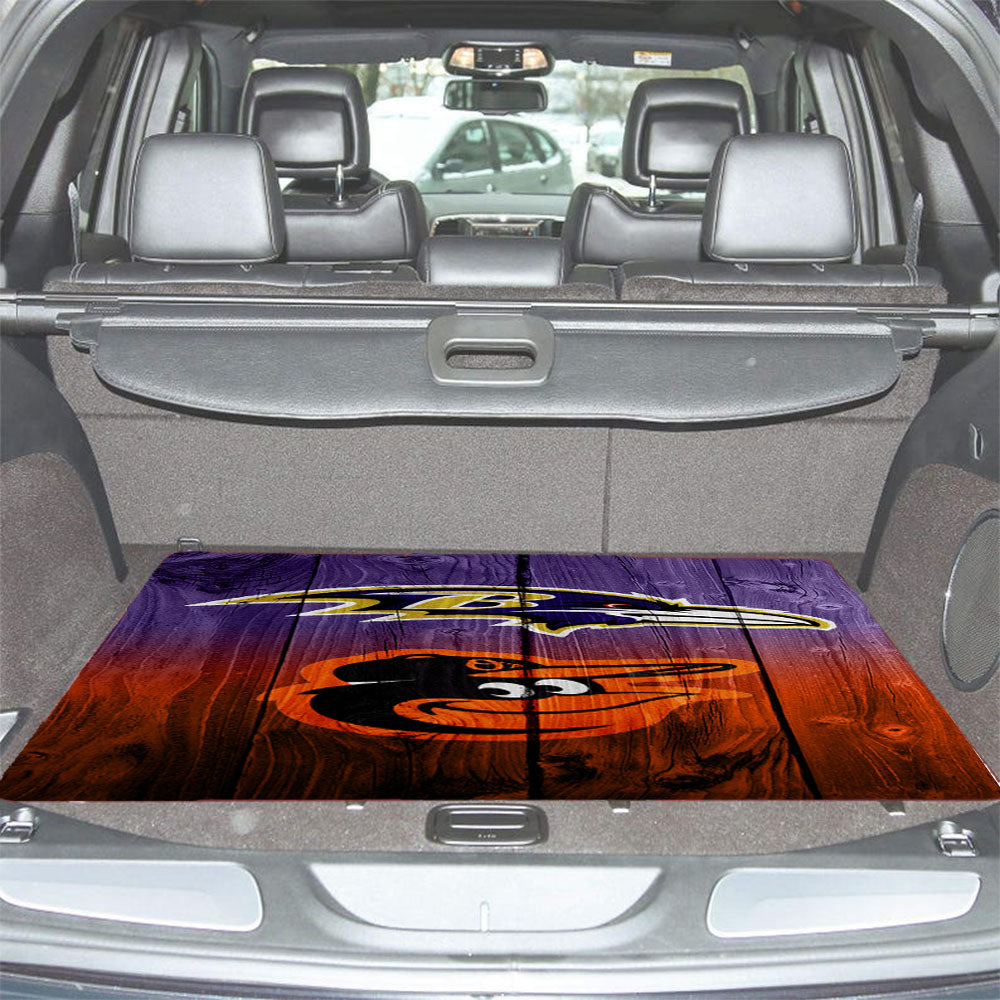 Baltimore Ravens Nfl Orioles Mlb Logo Dark Wood Car Trunk Mat Non Slip