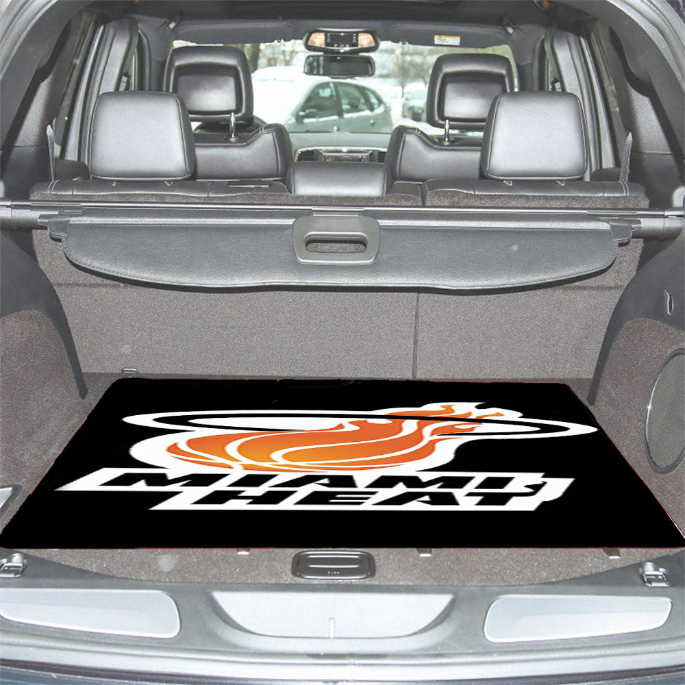Black Design Miami Heat Car Trunk Mat Non Slip