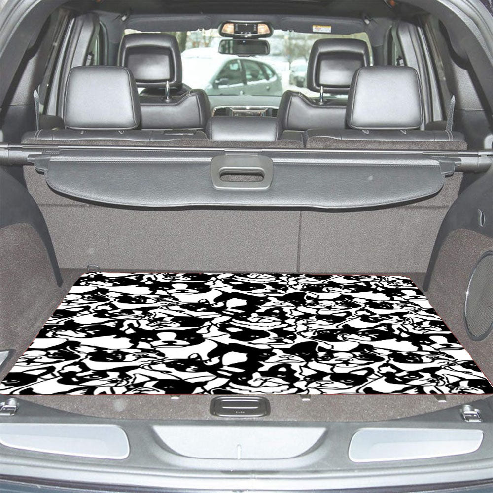 Black White Boston Terrier Pattern Car Trunk Mat Non Slip