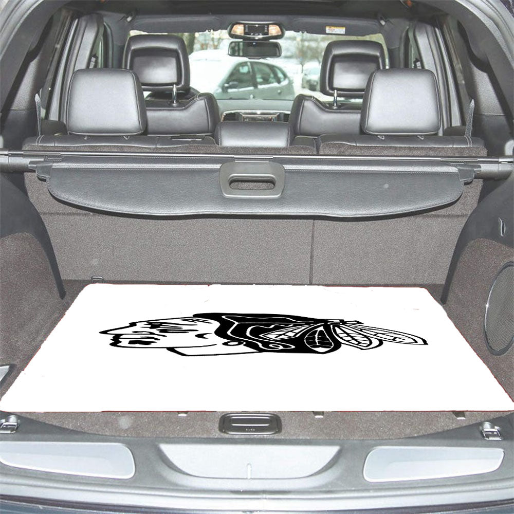 Black White Chicago Blackhawks Logo Car Trunk Mat Non Slip