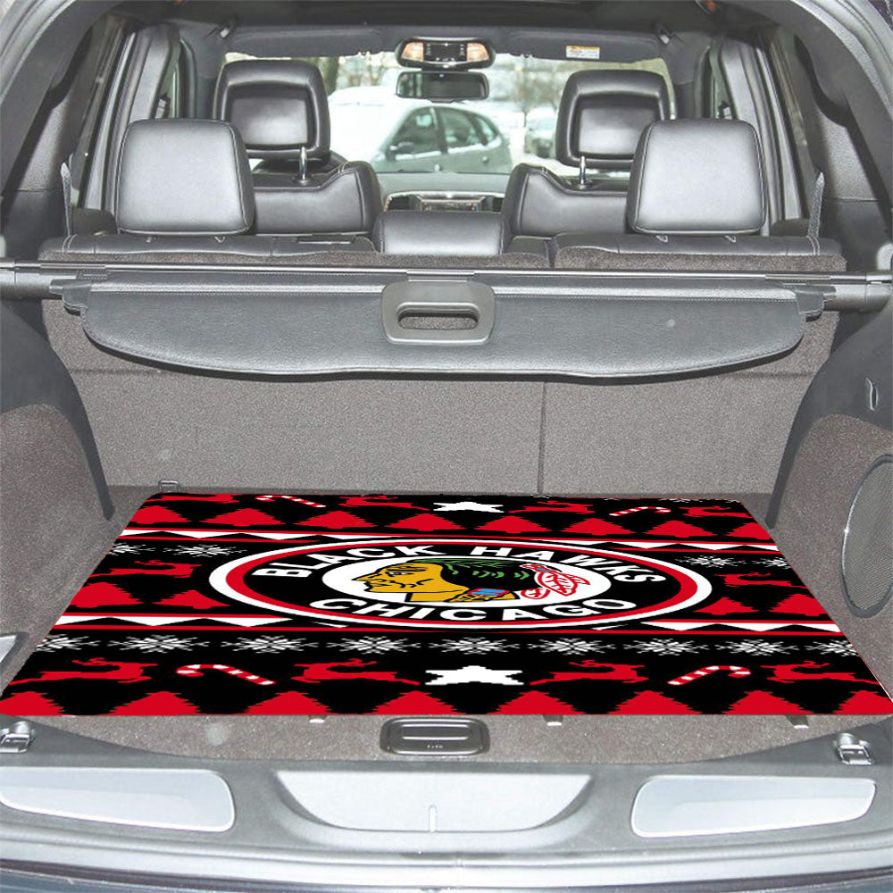 Blackhawks Chicago Christmas Winter Sweater Car Trunk Mat Non Slip