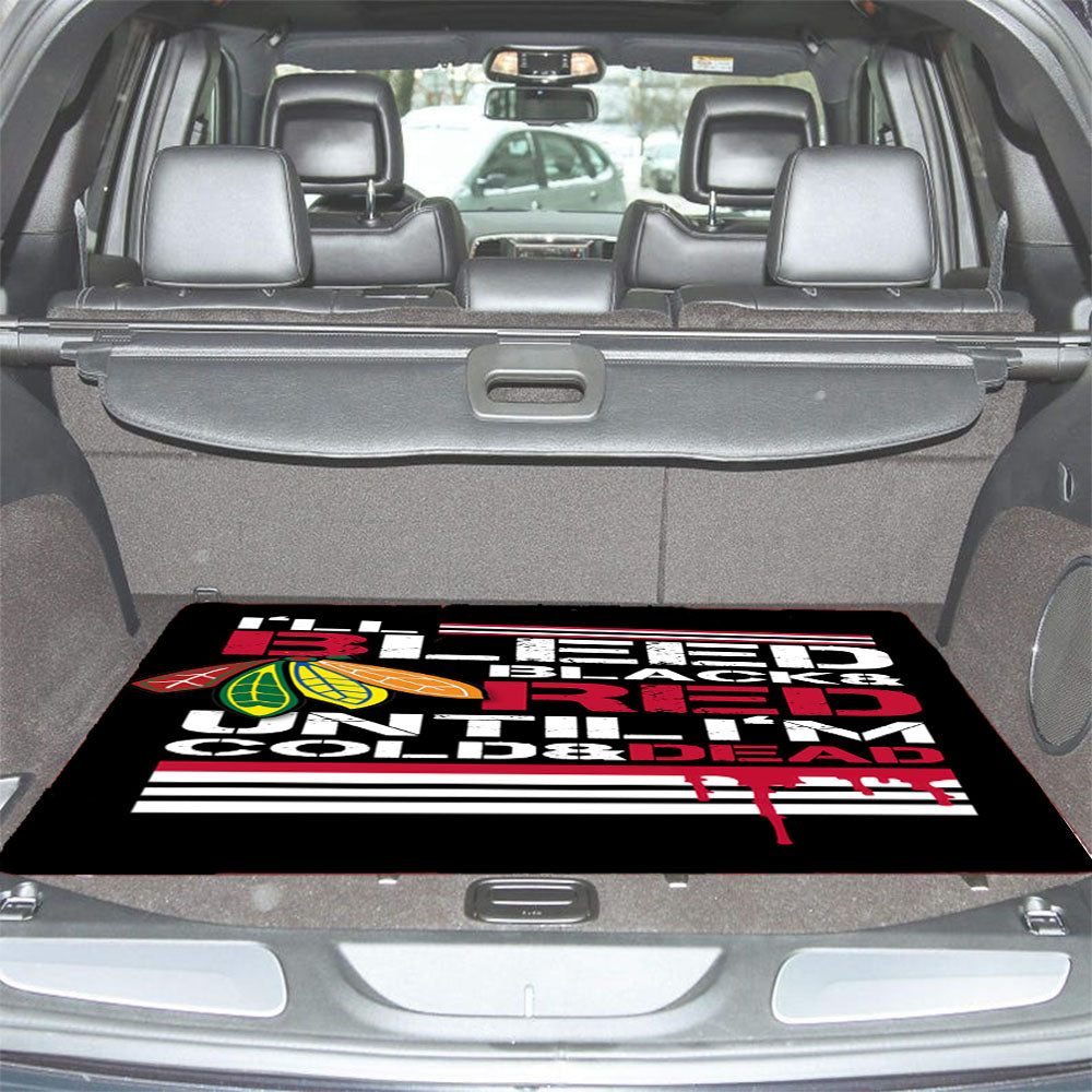 Bleed Black And Red Chicago Blackhawks Car Trunk Mat Non Slip