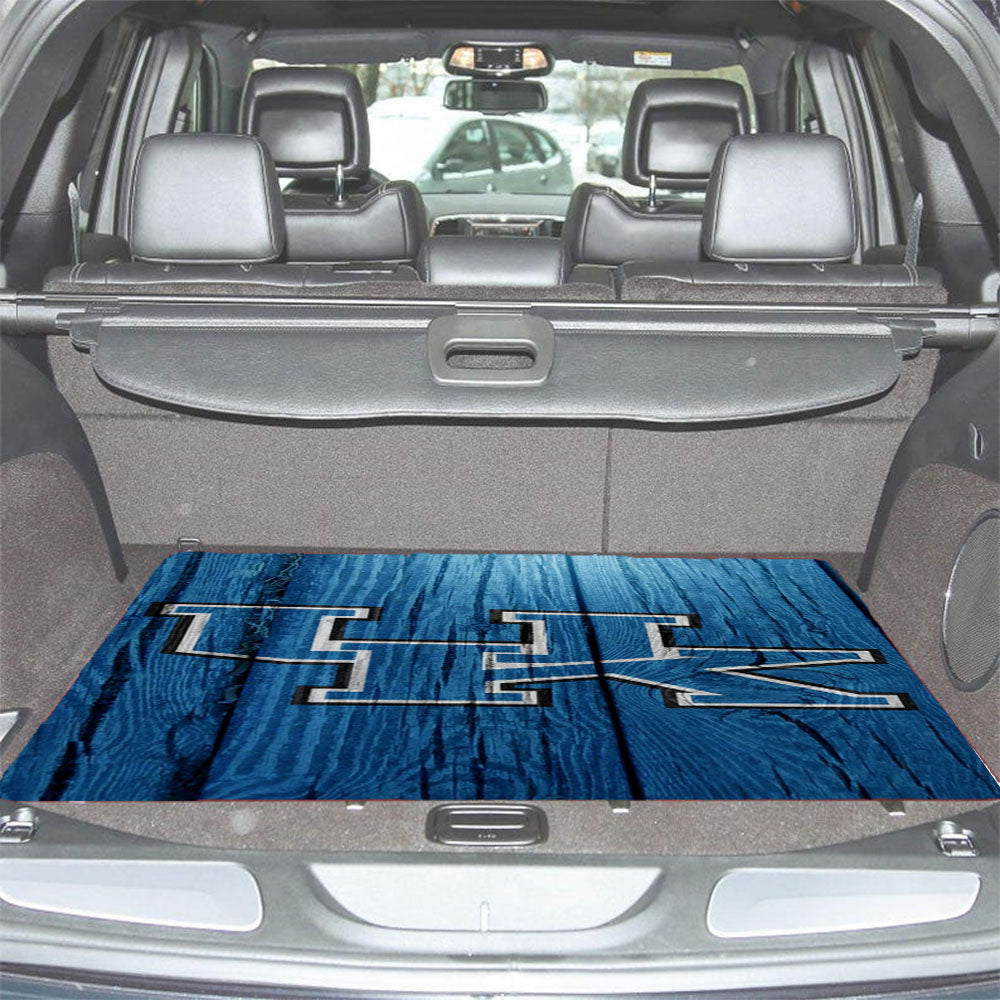 Blue Uk Kentucky Wildcats Wood Texture Wallpaper Car Trunk Mat Non Slip