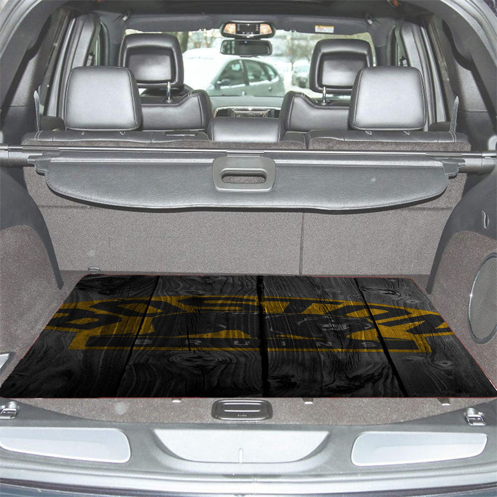 Boston Bruins Logo Dark Wood Wallpaper Car Trunk Mat Non Slip