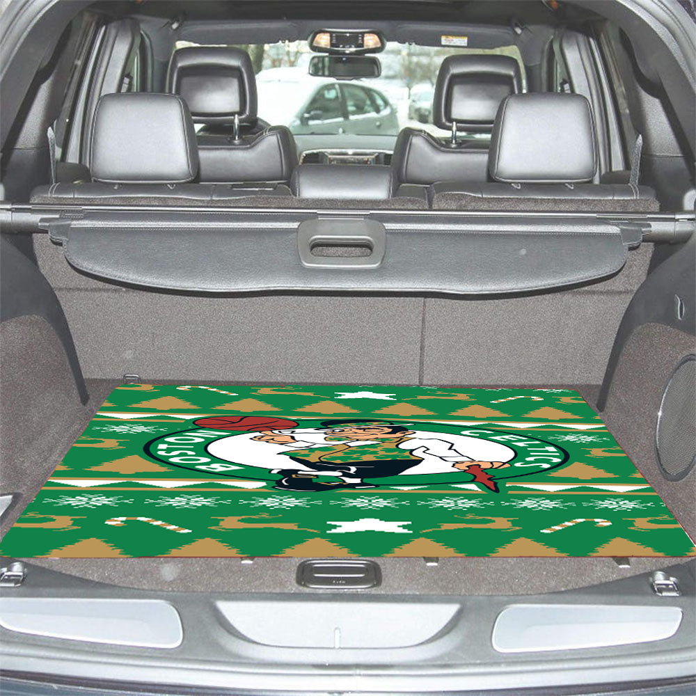 Boston Celtics Christmas Sweater Car Trunk Mat Non Slip