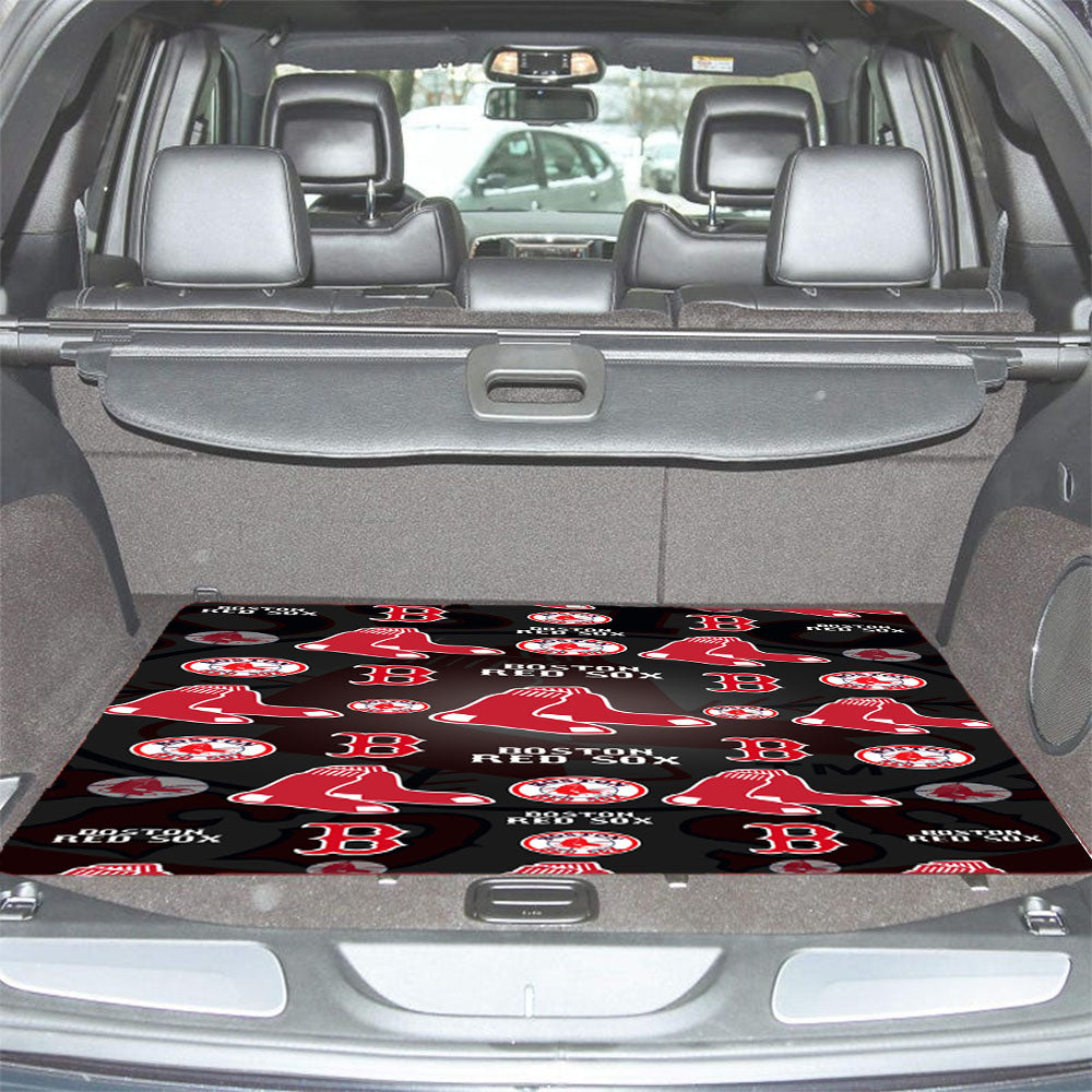 Boston Red Sox Logo Pattern Black Car Trunk Mat Non Slip
