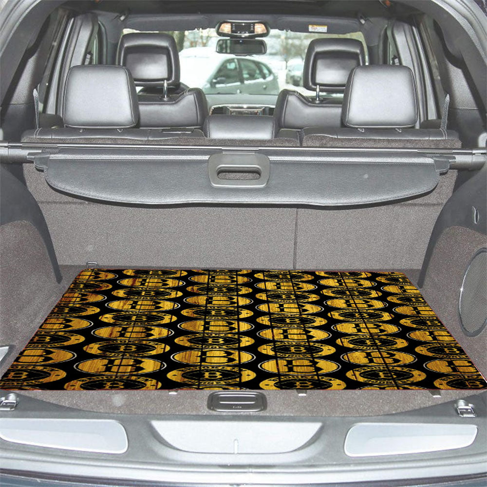 Brooklyn Nets New York Logo Dark Wood Pattern Car Trunk Mat Non Slip