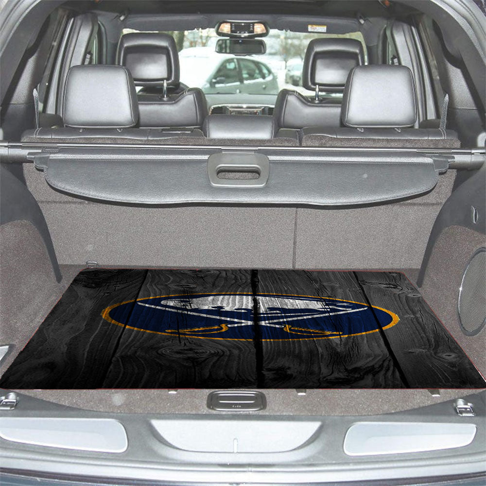 Buffalo Sabres Nhl Logo Dark Wood Wallpaper Car Trunk Mat Non Slip