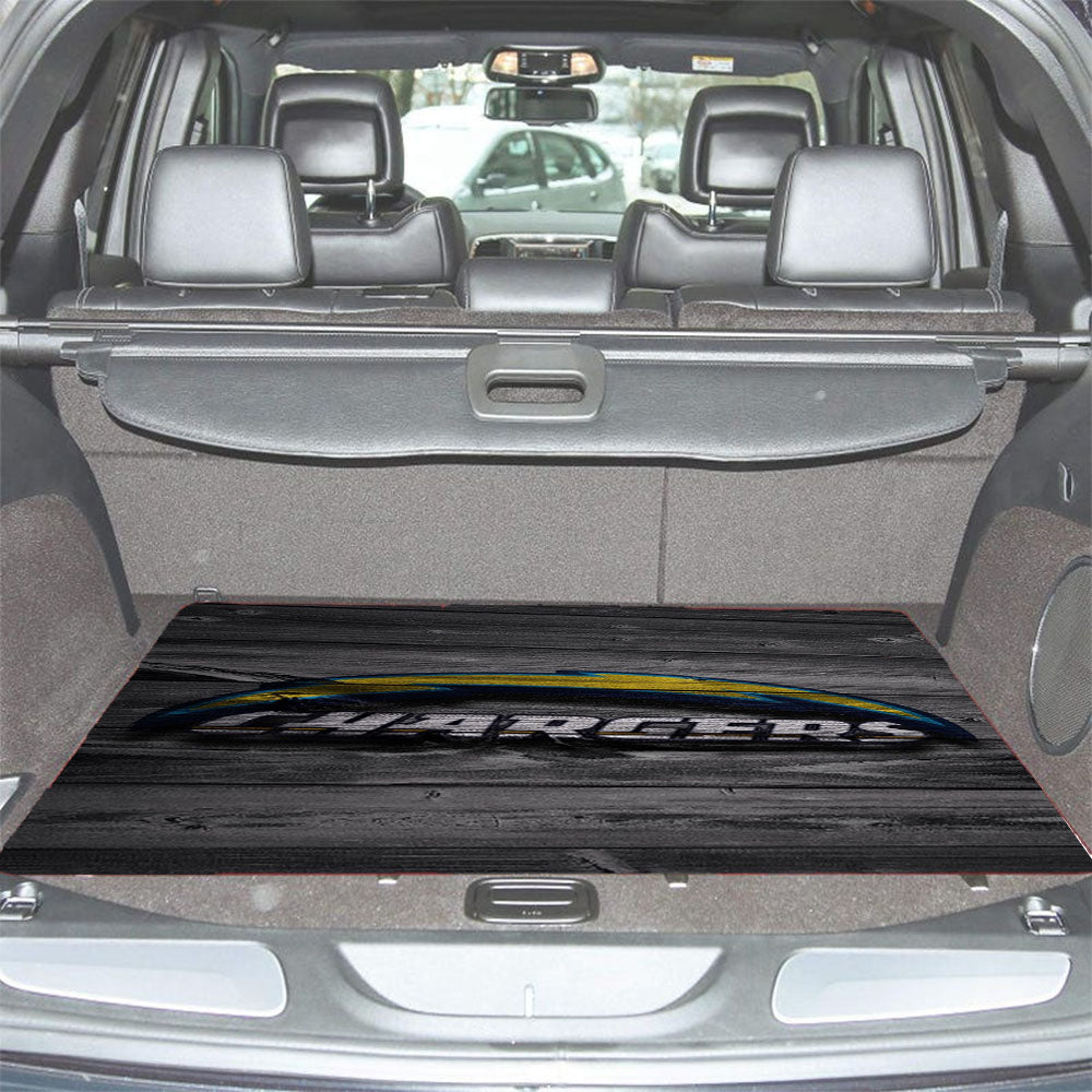 Chargers Los Angeles Logo Dark Wood Wallpaper Car Trunk Mat Non Slip