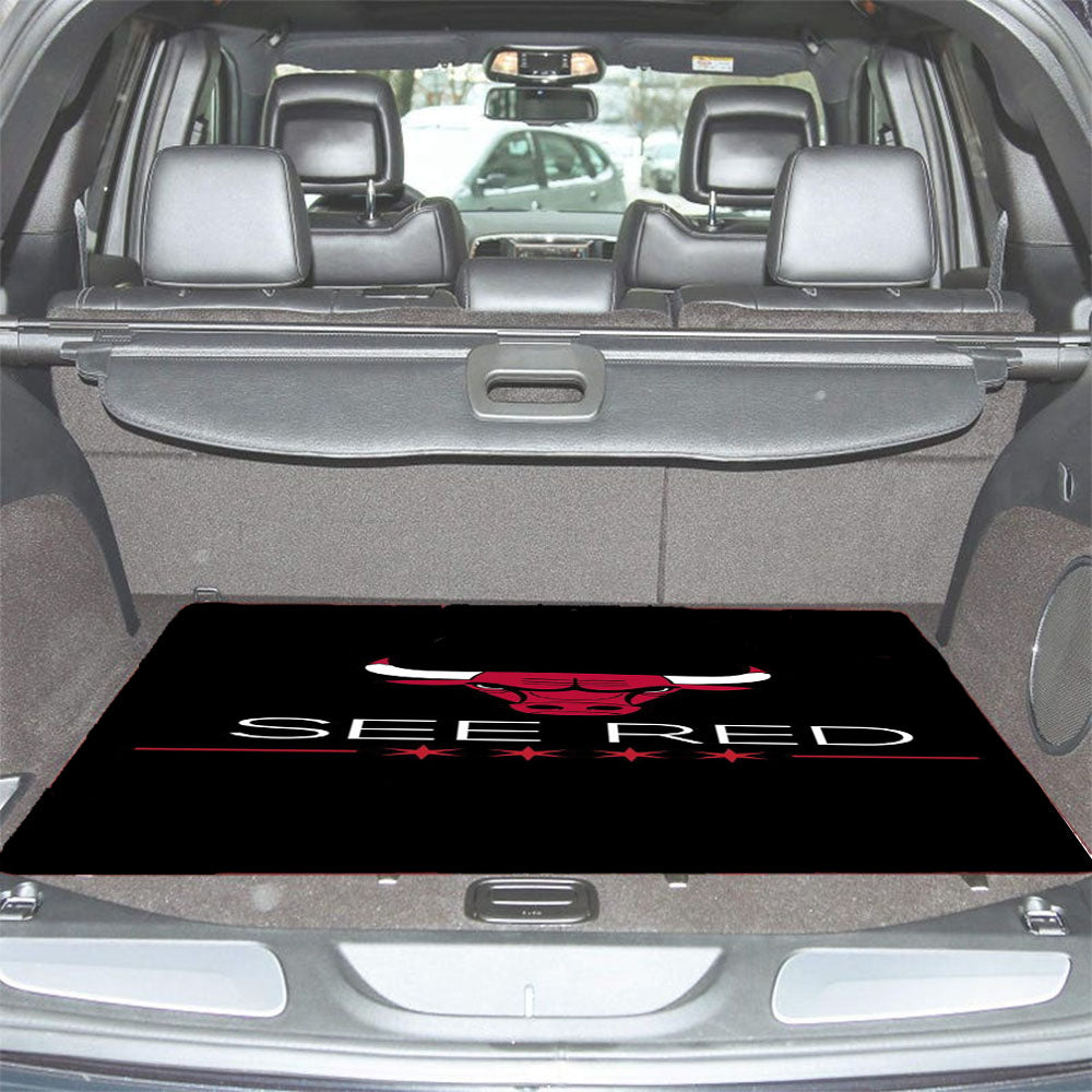 Chicago Bulls Logo See Red Car Trunk Mat Non Slip