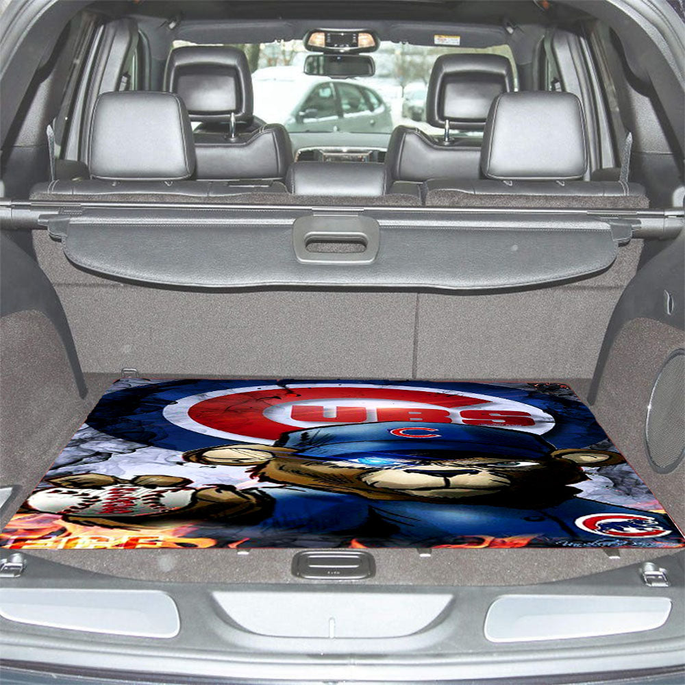 Chicago Cubs Bear Fire Car Trunk Mat Non Slip