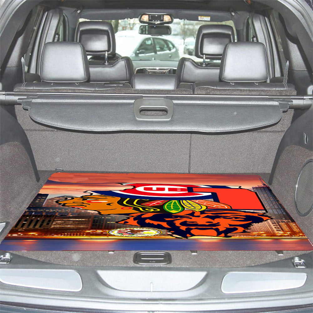 Chicago Cubs Bears Blackhawks 1 Car Trunk Mat Non Slip