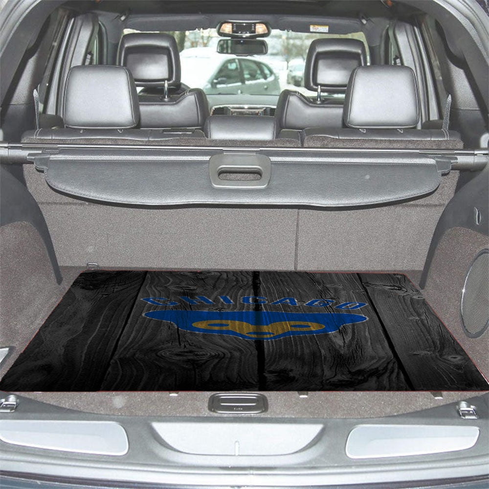 Chicago Cubs Mlb Logo Dark Wood Wallpaper Car Trunk Mat Non Slip
