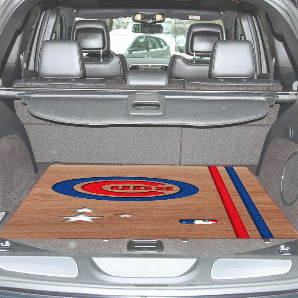 Chicago Cubs Star Wooden Car Trunk Mat Non Slip
